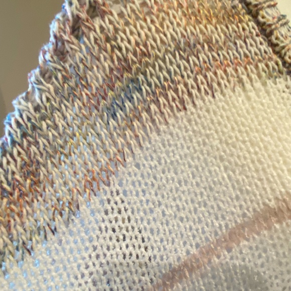 Akemi + Kin Anthropologie Feminine Open Knit V-Neck Poncho Light Sweater. O/S - Picture 3 of 16